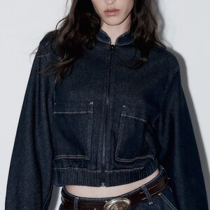 bnwt zara denim bomber jacket